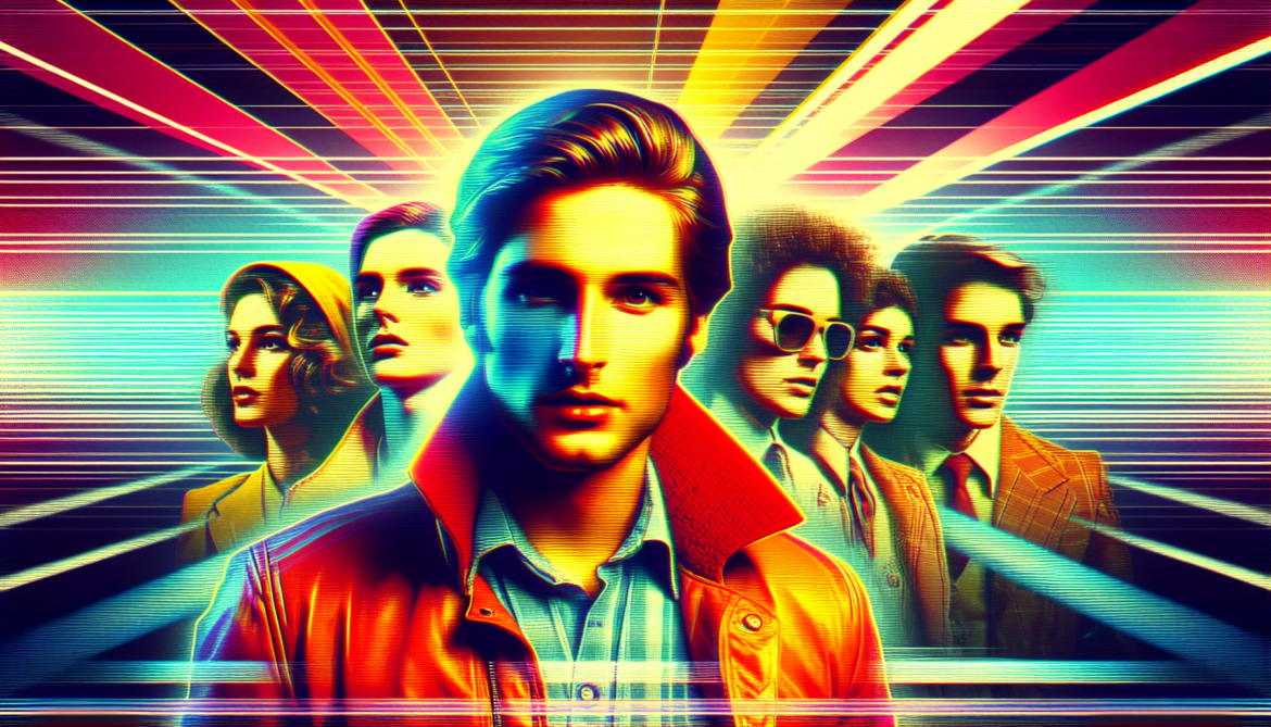 1971; using the andy warhol signature style of boarders on the left and right side of the picture, use a retro synth wave colour scheme, create an image depicting pop culture trends of 1971