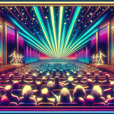 1977; using the andy warhol signature style of boarders on the left and right side of the picture, use a retro synth wave colour scheme, create an image depicting the 1977 Emmy Awards