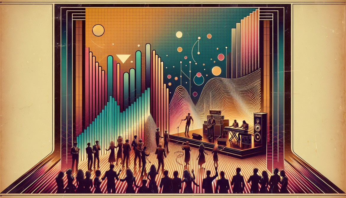 19828; using the andy warhol signature style of boarders on the left and right side of the picture, use a retro synth wave colour scheme, create an image depicting the Grammy Awards of 1982